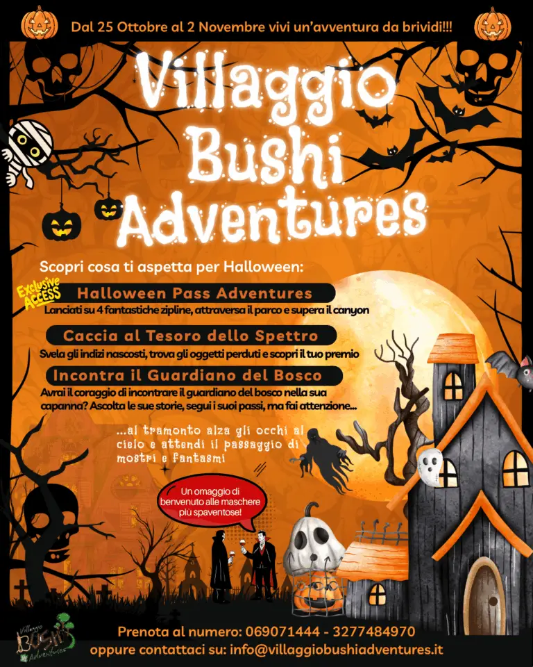 Locandina Halloween Villaggio Bushi Adventures 2025